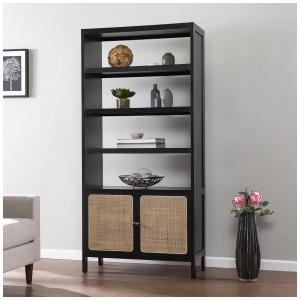 Southern Enterprises - SEI Carondale Bookcase/Storage Shelf - Black, gold, and natural finish