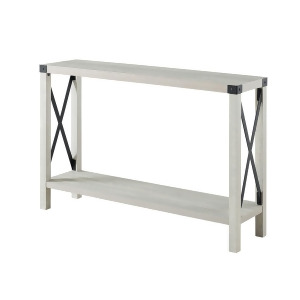 Walker Edison 46in. Rustic Farmhouse Metal X Entry Table in Stone Gray