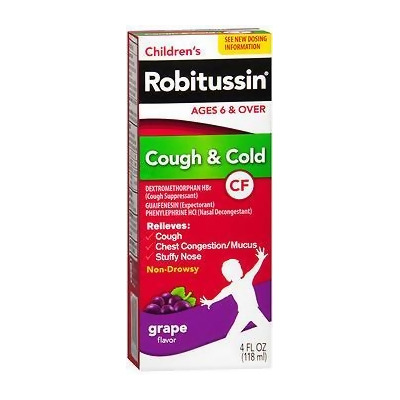 Robitussin CF Children's Cough Cold Liquid Grape Flavor - 4 oz 
