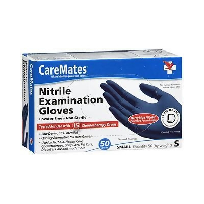 CareMates Powder Free Nitrile Examination Gloves Small - 50 ct 