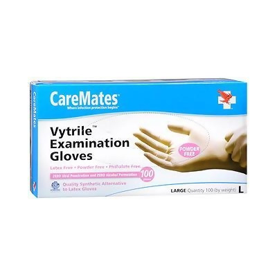 Caremates Vytrile-PF Disposable Medical Exam Gloves Latex + Powder Free Large - 100ct 