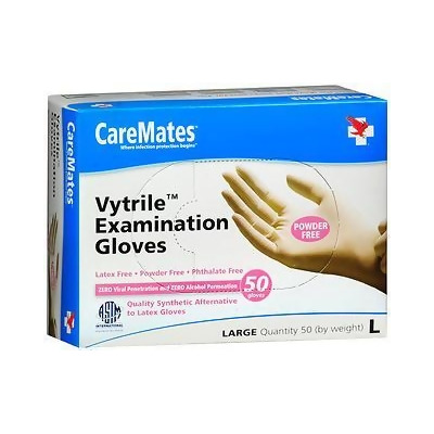 Caremates Vytrile Exam Gloves, Large - 50 ct 