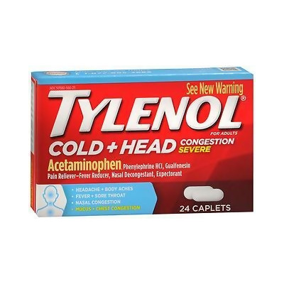 Tylenol Cold, Head Congestion, Severe, Caplets - 24 caplets 