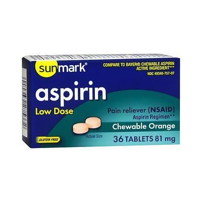 Sunmark Aspirin Adult Low Dose 81 mg Chewable Tablets Orange - 36 ct 