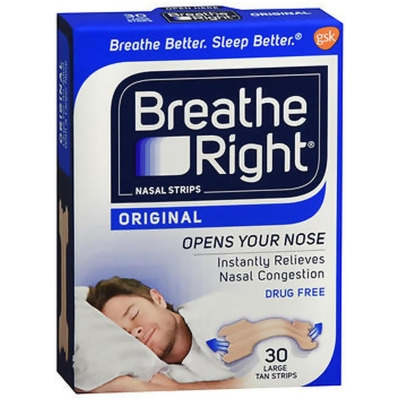 Breathe Right Nasal Strips Original Tan Large - 30 ct 