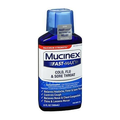 Mucinex Fast-Max Cold, Flu & Sore Throat Liquid - 6 oz 