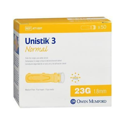 Unistik 3 Normal, Safety Lancets - 50 single-use safety lancets 
