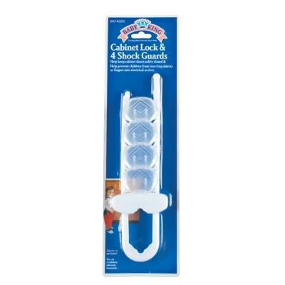 Baby King Cabinet Lock & 4 Shock Safety Guards - 1 Pkg 