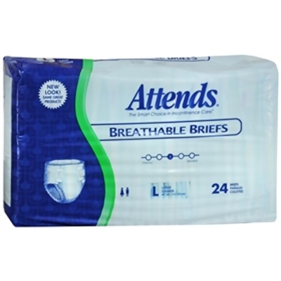 Attends Dermadry Breathable Briefs Large - 3 pks of 24 