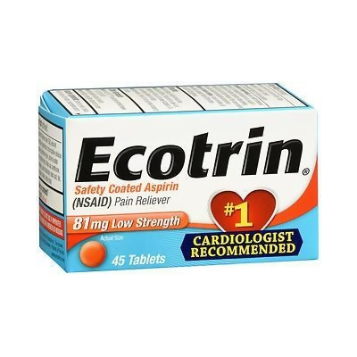 Ecotrin 81 mg Low Strength Aspirin Pain Reliever - 45 Tablets 