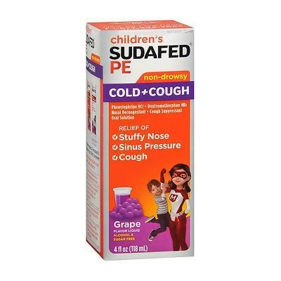 Sudafed PE Children's Cold Cough Liquid Grape - 4 oz 