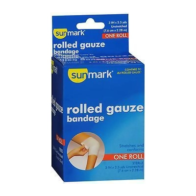 Sunmark Rolled Gauze Bandage 3 Inches X 2.5 Yards - each 