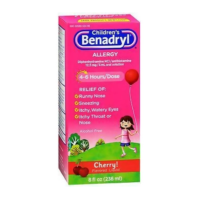 Benadryl Children's Allergy Liquid Cherry Flavored - 8 oz 