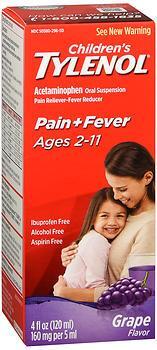Tylenol Children's Oral Suspension Grape Splash Flavor - 4 oz 