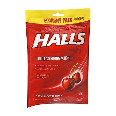 Halls Cough Suppressant Drops Cherry - 80 ct 
