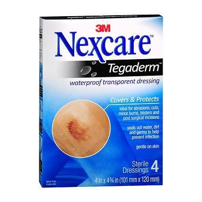 Nexcare Tegaderm Waterproof Transparent Dressings 4 Inches x 4-3/4 Inches - 4 ct 