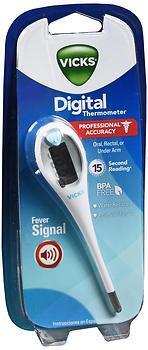 Vicks V901US Digital Thermometer - Thermometer Digital For use orally, rectally, and under the arm Fast 30 second reading Waterproof Memory recall Makes temperature taking easier Large display is easy to read
