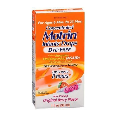 Motrin Concentrated Infants' Drops Dye-Free Original Berry Flavor - 1 oz 