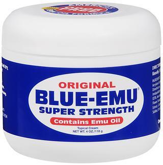 Blue-Emu Super Strength Formula, 4 oz - Emu Oil, MSM & Glucosamine   Soothes in 3-5 Minutes Guaranteed!   This special formula will soothe while penetrating deeply. Aloe vera based with Pure Johnson s Emu Oil, Glucosamine, MSM, Vitamins A and E plus a Proprietary Blend of Natural Botanical...