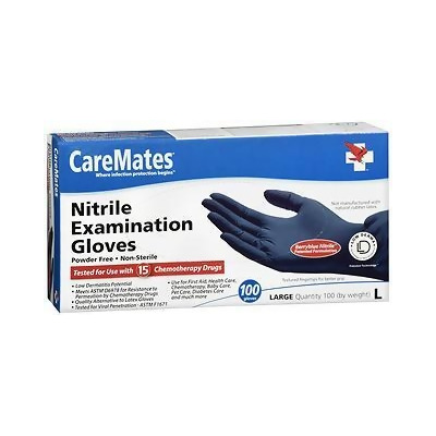 CareMates Nitrile Examination Gloves Powder-Free Large - 100ct 