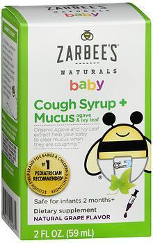 Zarbee S Naturals Baby Cough Syrup Mucus Reducer Natural Grape