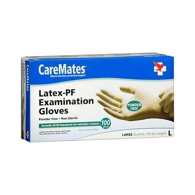 Caremates Disposable Medical Exam Gloves Latex Powder Free Large - 100 ct 