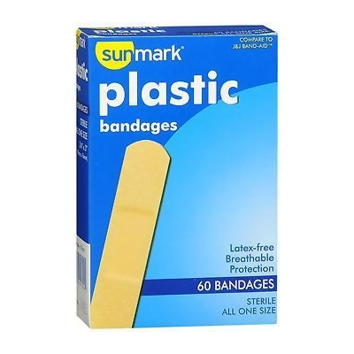 Sunmark Plastic Bandages All One Size - 60 ct 