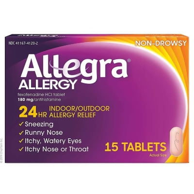 Allegra Allergy 180 mg Tablets 24 Hour - 15 Ct. 