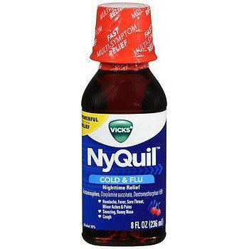 Vicks NyQuil Cold Flu Nighttime Relief Liquid Cherry - 8 oz