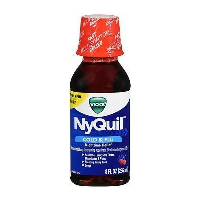 Vicks NyQuil Cold Flu Nighttime Relief Liquid Cherry - 8 oz 