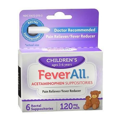 FeverAll Children's Acetaminophen Suppositories, 120 mg - 6 ea. 