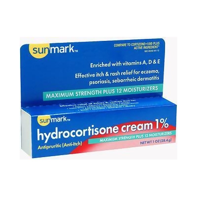 Sunmark Hydrocortisone Cream 1% Maximum Strength Plus 12 Moisturizers - 1 oz 