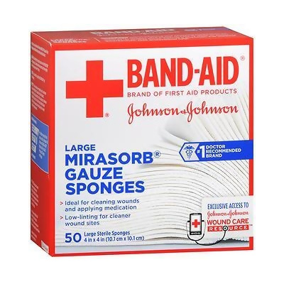 Band-Aid Mirasorb Gauze Sponges Large 4 inch x 4 inch - 50 ct 
