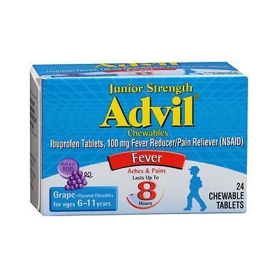 Advil Fever Reducer/Pain Reliever Chewable Tablets Junior Strength Grape Flavored - 24 ct 