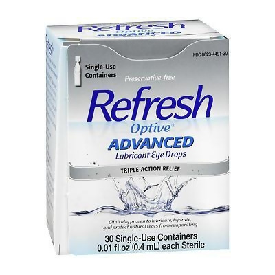 Refresh Optive Advanced Lubricant Eye Drops Single-Use Containers - 30 Pack, 0.01 oz each 