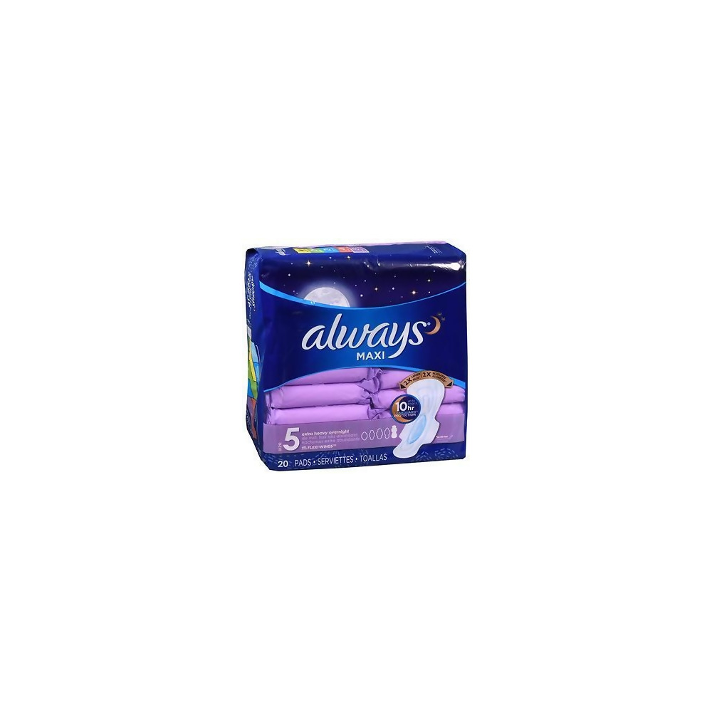 Always Maxi Pads Overnight Extra Heavy Flow - 20 ct