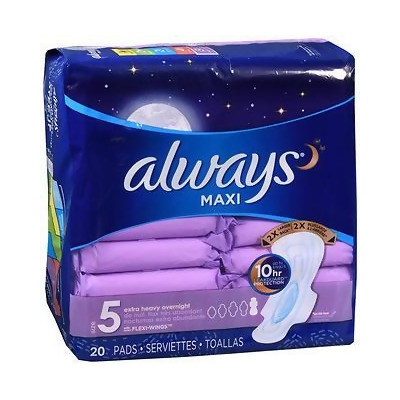 Always Maxi Pads Overnight Extra Heavy Flow - 20 ct 