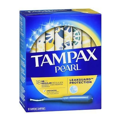 Tampax Pearl Tampons, Plastic Applicator, Regular Absorbency - 18 ct 