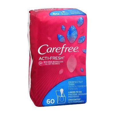 Carefree Acti-Fresh Body Shape Pantiliners Thin To Go Unscented - 60 Liners 