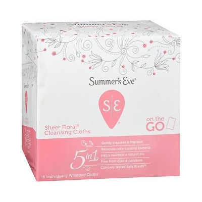 Summer's Eve Feminine Cleansing Cloths Sensitive Skin Sheer Floral Summers - 16 ct 
