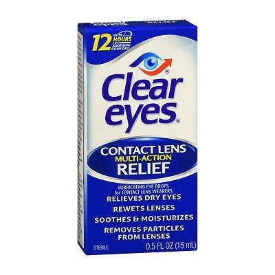 Clear Eyes Contact Lens Multi-Action Relief Eye Drops - 0.5 oz 