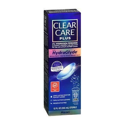 Clear Care Plus 3% Hydrogen Peroxide Cleaning & Disinfecting Solution HydraGlyde - 12 oz 