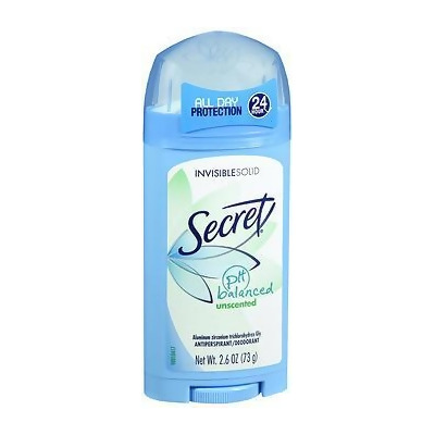 Secret Antiperspirant Deodorant Invisible Solid Unscented - 2.6 oz 