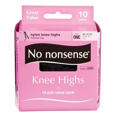 No Nonsense Knee Highs, Black, Onesize - 1 Box 