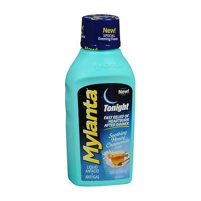Mylanta Tonight Liquid Antacid + Anti-Gas Soothing Honey Chamomile Flavor - 12 oz 