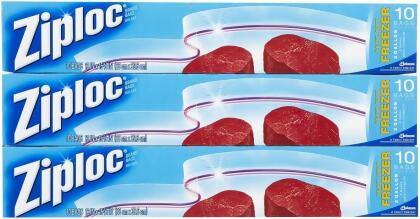 Ziploc Freezer Bags, Jumbo, Blue, 10 Ct - 1 Pkg 