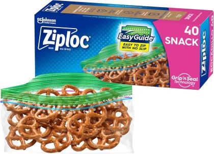Ziploc Snack Bag, Blue, 40 Ct - 1 Pkg 