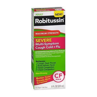 Robitussin Severe Multi-Symptom Cough Cold + Flu Liquid - 8 oz 