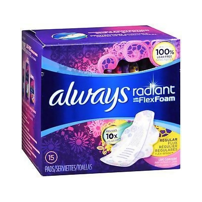 Always Radiant Infinity Pads Regular Flow with Flexi-Wings Light Clean Scent - 15 Ct 