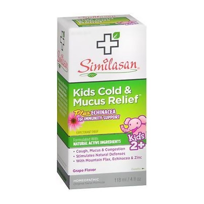 Similasan Kids Cold & Mucus Relief plus Echinacea for Immunity Support Syrup Grape Flavor - 4 oz 